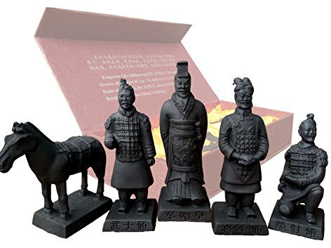 Resin Terracotta Warriors Set von 5, China Qin Dynastie Terracotta Warriors Skulptur Heimanzeige Tisch Display Bonsai Display Multi Präsentation in Geschenkbox, 9cm groß