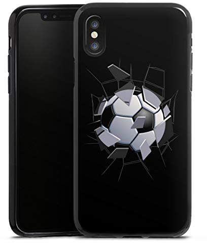DeinDesign Silikon Hülle kompatibel mit Apple iPhone X Case schwarz Handyhülle Fußball Mosaik Sport