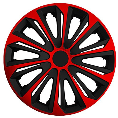 Eight Tec Handelsagentur (Größe wählbar) 15 Zoll Radkappen/Radzierblenden Strong Bicolor (Schwarz-Rot) passend für Fast alle Fahrzeugtypen – universal