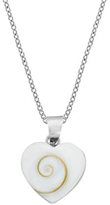 81stgeneration Sterling Silber Shiva Auge Muschel Herz Halskette | Herzförmiger Muschelanhänger aus 925er Silber an 18 Panzerkette | Strand-Boho-Schmuck für Damen | Halsketten im Meerjungfrauen-Stil