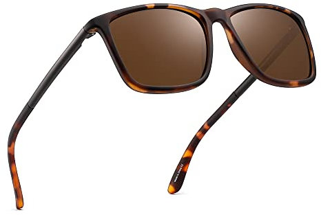 JIM HALO Polarisiert Fahren Sonnenbrille Retro Platz UV Schutz Klassisch Sonne Brille Herren(Schildkröte/Polarisiertes Braun)