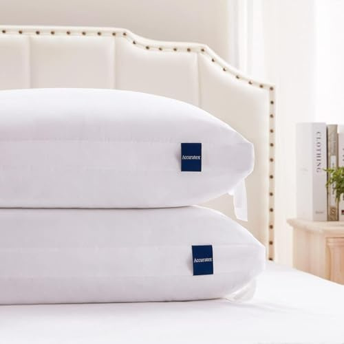 ACCURATEX Lot de 2 Oreillers Hybrides à Mémoire de Forme 51×66 cm | rembourrage hybride mousse à mémoire & microfibre, coussin confortable à hauteur réglable, housse amovible en coton,respirant