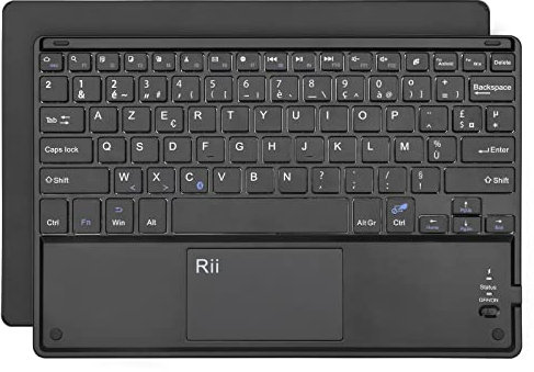 Rii BT11 tastiera wireless ultrasottile Bluetooth AZERTY con touchpad di multifunzione per Windows, Linux/ubuntumac/iOS (non la funzione di Touchpad), Android, Tablet, Smartphone