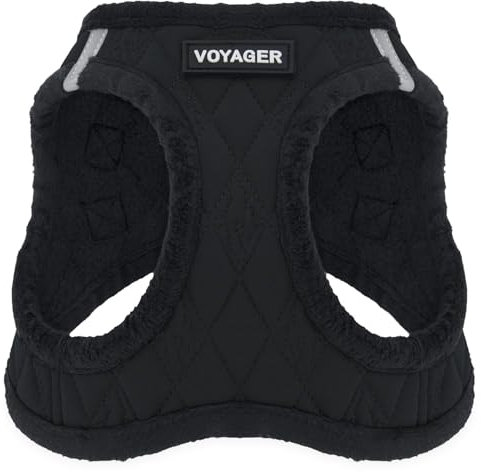 Voyager Step-In Plüsch-Hundegeschirr by Best Pet Supplies - Step-In-Westengeschirr für kleine und mittelgroße Hunde, Weicher Plüsch, Schwarzer Plüsch, size XS - Brust 33-37 cm