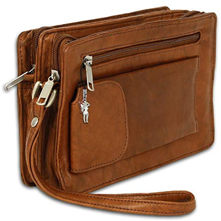 imppac DrachenLeder Handgelenktasche tan braun Leder Herren Handytasche OTJ512C Leder Handgelenktasche