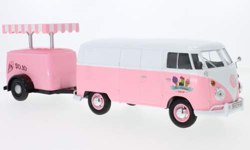 VW Motormax T1 Kastenwagen, rosa/Weiss, Modellauto, Fertigmodell 1:24