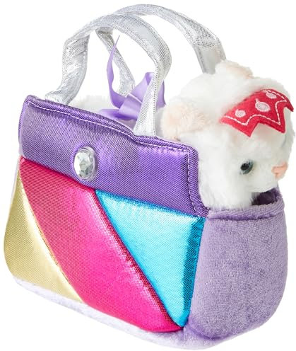 Aurora, 61172, Fancy Pal, Katze mit Regenbogentasche, 20cm, Plüschtier, Mehrfarbig