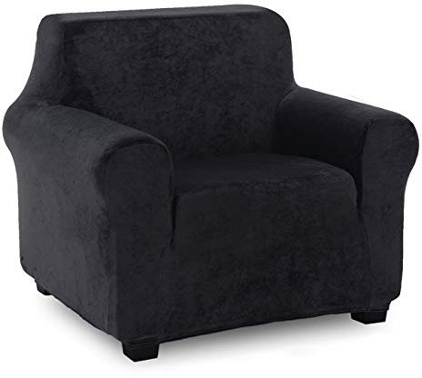TIANSHU Samt Sesselbezug,Soft Velvet Plush Couchbezug stilvolle Luxus-Möbelbezüge Anti-Rutsch-High Stretch Sesselbezug(1 Sitzer, Schwarz)
