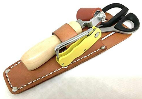 Dachdecker Spezial-Set Silikon Andrückrolle, Nahtprüfer, Schere,Ledertasche
