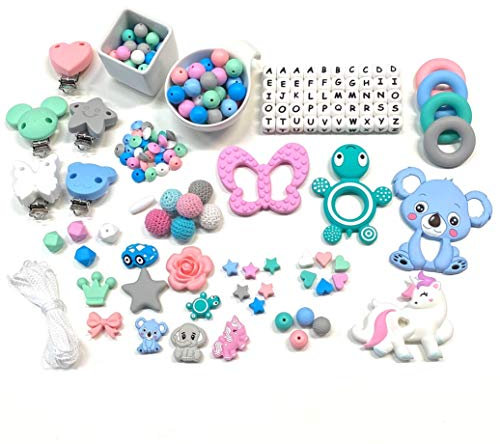 BABY J ART, Kit Iniziale fai da te portaciuccio silicone, bambino, gancio/adattatore ciuccio mam (KIT INIZIALE 3). AZIENDA ITALIANA!