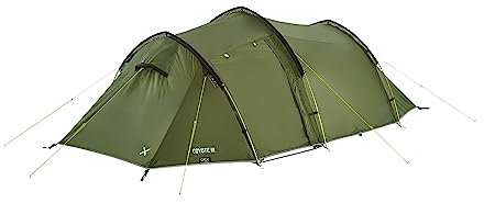 OEX Coyote III Tent for 3 People with Porch and Separate Bedroom, 3 Man, Compact, Lightweight, Tunnel, Easy to Pitch, Backpacking, Festivals, Weekend Trips, Wild Camping, Hiking, 5000mm HH, Green