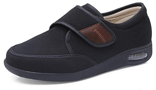 Nwarmsouth Chaussures Confortable pour Pieds Gonflés,Chaussures pour Personnes âgées gonflées de Pied de Grande Taille, Chaussures de Sport réglables-Noir_37,Viscoélastique Elargissement Chaussons