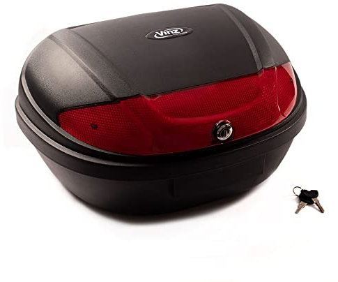 Vinz Milano Topcase | Motorradkoffer Rollerkoffer | 48 Liter Koffer für Motorrad und Roller | Top Box Top Case mit 2 Schlüsseln