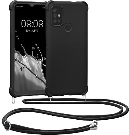 kwmobile Necklace Case kompatibel mit Motorola Moto G30 / Moto G20 / Moto G10 Hülle - Cover mit Kordel zum Umhängen - Silikon Schutzhülle Schwarz