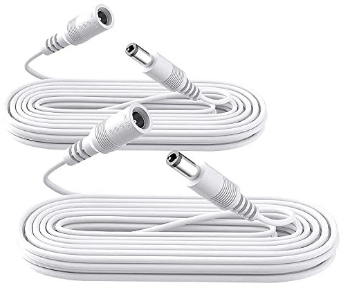 2-Pack 10ft/3M Stromverlängerungskabel, 2PCS DC 12V Netzteil Verlängerungskabel 2.1mm x 5.5mm, kompatibel mit 12V DC Adapter Netzteil oder Ladegerät für CCTV Sicherheitskamera IP Kamera (weiß)