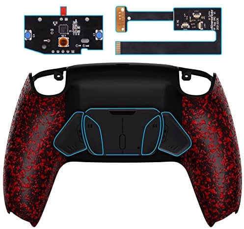 eXtremeRate Programable RISE4 Remap Kit para ps5 Mando Modelo BDM-010 & BDM-020 Actualización Board & Carcasa Trasera & 4 Botones Traseros para ps5 Control-NO Incluye Mando(Salpicaduras Rojas)