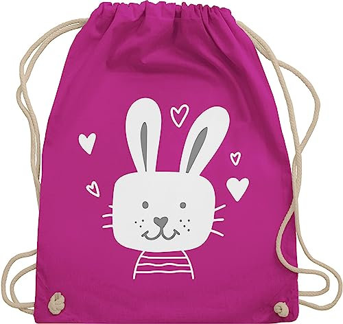 Turnbeutel Rucksack - Ostergeschenk Ostern - Hasen Scribble weiß - Unisize - Fuchsia - ostergeschenke kleinigkeit ostermitbringsel osterideen hase osterhasen happy easter ostersachen ostereier
