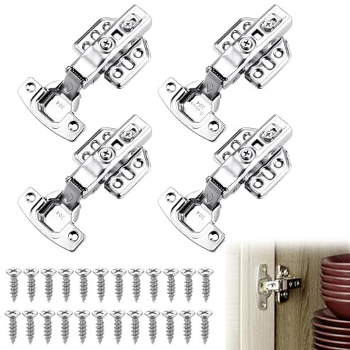 JIZZU 90 Grad Topfscharnier, 4 Stück Eckanschlag 35mm, Soft Close Scharniere Automatikscharnier, Standardscharniere für Küchenschrank Kleiderschrank Schranktür Möbel
