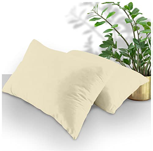 GC GAVENO CAVAILIA Housewife 708735 - Fundas de almohada transpirables estándar, fundas de almohada lisas con cierre de sobre, color crema, 2 fundas de almohada