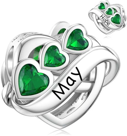 LANBEIDE Mai Geburtsstein Charms for Pandora Charms, 925 Sterling Silber Charms für Pandora Armband Halskette Geburtstagsgeschenke für Frauen