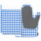 Mxocom Light Blue Checkered Tartan Heat-Resistant Oven Mitts and Pot Holder Traditional Blue White Gingham Pattern Kitchen Non-Slip Cooking Microwave Gloves for Cooking Baking Grilling