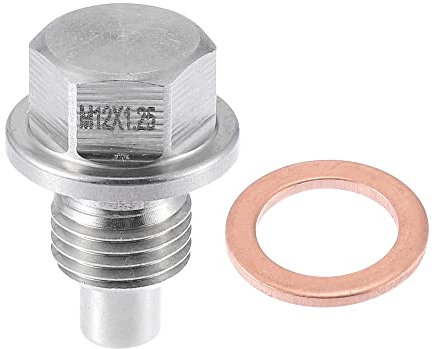 A ABSOPRO Magnetischer Ölablassstopfen M12x1,25 für Fahrzeugmotoren aus Edelstahl mit Kupferscheibe