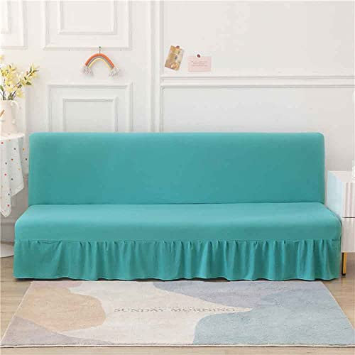 DOTBUY-SHOP Stretch Ohne Armlehne Sofahusse Mit Rock, Milchfaser Antirutsch Sofa Abdeckung Sofa Überzug Armloser Möbel Protector (190-220cm,Türkis)