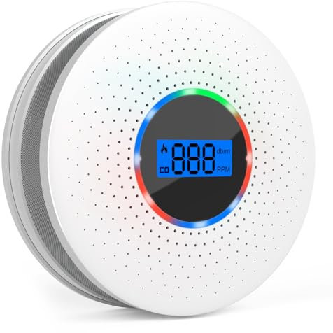 CPVAN Smoke and Carbon Monoxide Alarm with Digital Display, Combination Smoke & Carbon Monoxide Detectors for Home Safety, Smoke Alarm and Carbon Monoxide Detector with Dual Sensor. 1 Pack