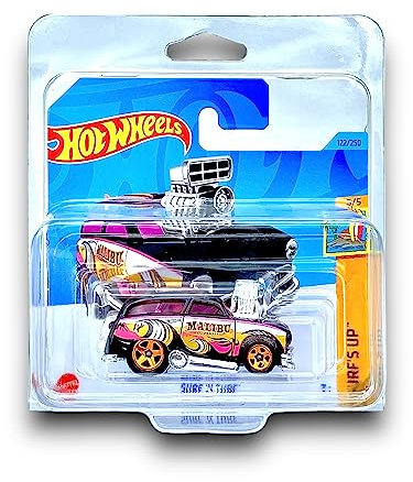 Hot Wheels Surf 'N Turf (Black, White & Pink) 5/5 Surf's Up - 2023-122/250 (Short Card) - COMES IN A KLAS CAR KEEPER PROTECTIVE COLLECTORS CASE - HKK82