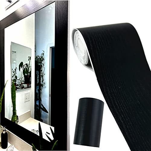 10 Meters Black Wallpaper Border Black Wood Grain Border Peel and Stick Borders for Wall Backsplash Kitchen Bathroom Mirror Frame