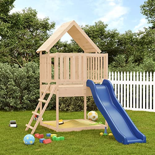 Tidyard Set da Gioco,Casetta,da Giardino,con Scivolo e Scaletta,in Legno di Pino,170x311x228 cm,Giochi Giardino,Parco Giochi Esterno,Scivolo,da Giardino,Casetta da Giardino in Legno con Scivolo