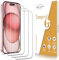 Kesuwe [3 Pièces] Verre Trempé pour iPhone 15, Anti Rayures Film Protection écran, Dureté 9H, sans Bulles, HD Transparent, Ultra Résistant
