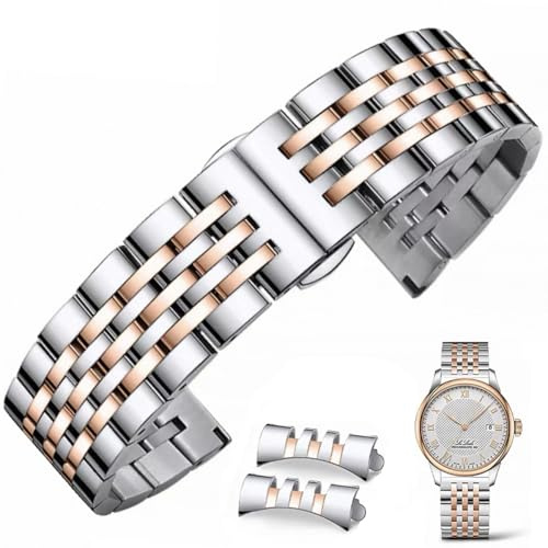 FOUUA Metall Uhrenarmband aus Edelstahl mit Geradem und Gebogenem Ende Premium Uhrenarmband aus Massivem Edelstahl Armbänder 16mm 18mm 19mm 20mm 22mm für Männer und Frauen