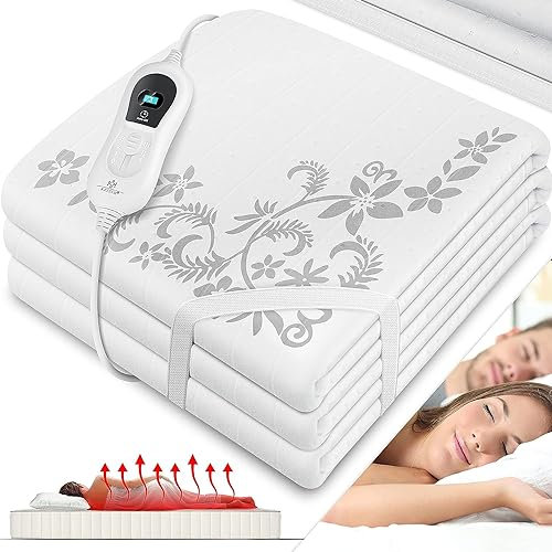 KESSER® Sous-lit Chauffant 150x80cm avec Arrêt Automatique, télécommande | Couverture Chauffante avec 3 Niveaux de Température | Couverture Chauffante en Non-tissé Doux, Blanc