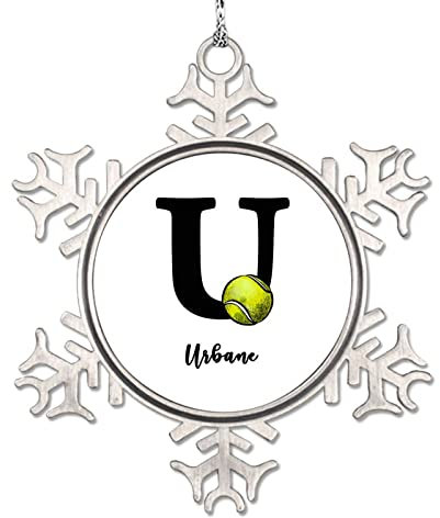 Lmmixee Monogramm Christmas Ornaments Initial Letter U Ornament for Christmas Tree Decor Tennis Ball Metal Ornaments 2023 Gifts for Holiday Souvenir Wedding Birthday