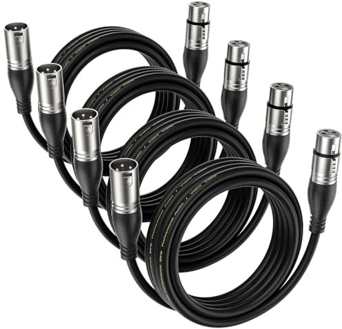 EBXYA 3M XLR Male to Female Cable - 4Pack DMX Balanced Microphone Patch Cable