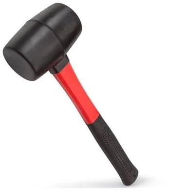 MAXPERKX 8/16/32oz Rubber Mallet Hammer Fibreglass Handle Shaft Grip Racking Paving DIY Striking Tool Soft-Faced Rubber Impact- Resistant Hammer Dead Blow Rubberized Mallet (8oz)