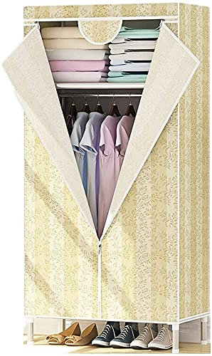 AnytoY Oxford-Stoff, tragbar, zum Aufhängen von Kleidung, Schlafzimmer, Einzelkleidung, Aufbewahrungsschrank, Spind, platzsparend (Farbe: Gelb) (Gelb)