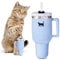 PUPROAR Kitty Cup Tumbler Cat Toy – Funny Cat Birthday Gifts with Catnip & Crinkle Paper, Cute Girl Kitten Toys (Chambray Blue)