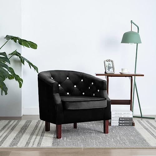 CKioict Lesesessel Cocktailsessel Moderner Polstersessel Sessel Schwarz SamtGeeignet für Büro, Schlafzimmer, Arbeitszimmer