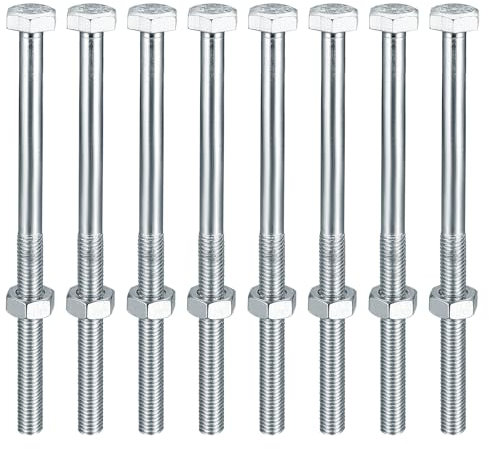 8 Pièces M10 Boulons et Ecrous, M10 x 160 mm Boulons Hexagonaux avec écrous,vis de machine,Galvanisées Vis Hexagonale Partiellement Filetés