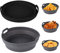Air Fryer Silicone Liners, Reusable Collapsible Round Basket Airfryer Liner, 8.5 inch Foldable Heat Resistant Non Stick Baking Trays for 5QT -8QT Air Fryers, 2 Pack (Grey+Black)
