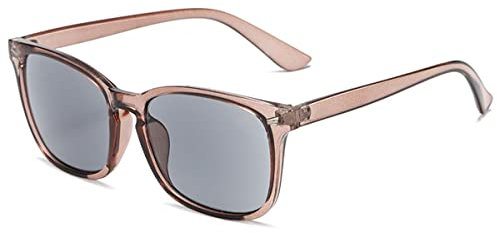 KOOSUFA Occhiali da Sole da Lettura Classici Uomo Donna Anti Luce Blu UV400 Occhiali Da Lettura Da Sole Lettore Da Sole Aiuto Alla Lettura All'aperto, Marrone scuro trasparente 1.25