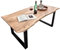 Liadomo Sammy Esstisch, Esszimmertisch, natürliche Baumkante, Tischplatte aus Akazienholz 26 mm dick, Metallgestell, Massivholz, 220 x 100, Akazie massiv Natur lackiert + U-Gestell Metall schwarz