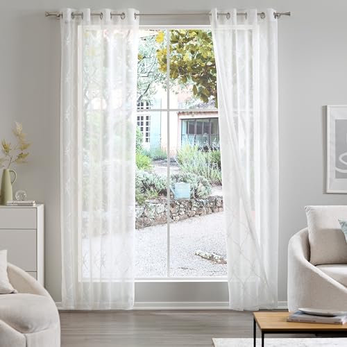 Como Gardinen 2er-Set Vorhänge 245 x 140 cm weiß Bestickt Royal, modern