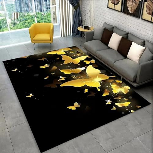 Bereichsteppich,3D-Teppich Fantasy-Schmetterling, Pflanze, Blume, Insekt, Motte Entscheidender Moment Gedruckt Wohnkultur rutschfest Weich,Kinderzimmer-Teppich - Polyester-Soft-Touch 50 X 80-5U8R9C2