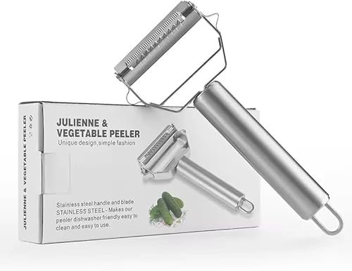 Potato Apple Vegetable Peeler, Multifunction Stainless Steel Julienne Peelers for Fruit Veggie Potatoes Carrot Cucumber, Julienne Cutter Slicer Shredder Scraper, Pro Kitchen Tool with Dual Blade