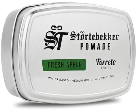 Störtebekker® Premium Pomade Wasserbasiert Fresh Apple - Pomade Herren 'Torreto Series' - Mittlerer Halt - Mittlerer Glanz - Haarwachs 125ml - Barbershop Haarpomade - Haarstyling Made in Germany