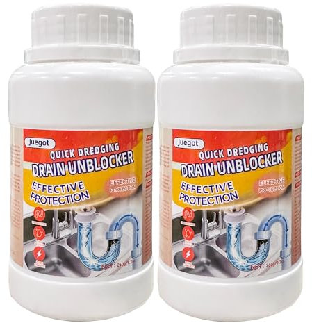 Juegot Bathroom Drain Unblocker, 520g Sink Unblocker, Unclog Shower Drain, Pipe unblocking for toilets, Tubs, Shower or Sink Drains, Unclogs and Hair 2pcs