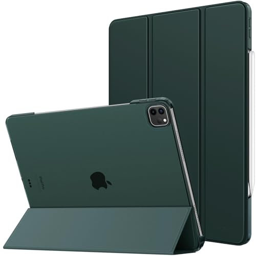 MoKo for iPad Air 13 Inch Case 2024/ iPad Pro 12.9 Case (6th/5th Gen 2022/2021), Slim Smart Shell Translucent Frosted Hard PC Back Cover, Support Touch ID & Pencil Pro/2nd/USB-C, Midnight Green